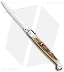 AGA Campolin 9" Sicilian Picklock Auto Sillito Knife Stag (4.1" Satin Bayo)