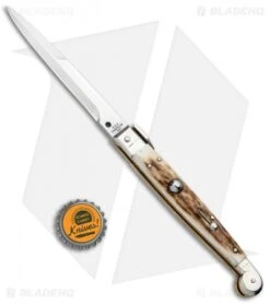 AGA Campolin 9" Sicilian Picklock Auto Sillito Knife Stag (4.1" Satin Bayo) -Knife Promotion Shop AGA Campolin 9in Sicilian Picklock Auto Stag Horn Satin Bayo BHQ 81940 jr bottlecap