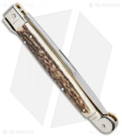 AGA Campolin 9" Sicilian Picklock Auto Sillito Knife Stag (4.1" Satin Bayo) -Knife Promotion Shop AGA Campolin 9in Sicilian Picklock Auto Stag Horn Satin Bayo BHQ 81940 jr side