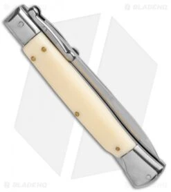 AKC Swinguard 10" Automatic Italian Stiletto Sim Ivory (4.25" Satin Bayonet) -Knife Promotion Shop AKC 10in Italian Swinguard Sim Ivory Auto Bayo BHQ 138560 jr side