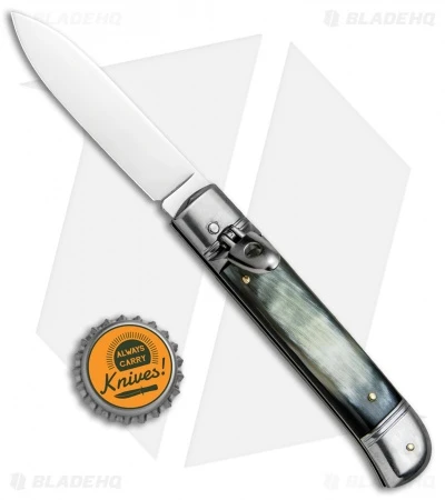 SKM Classic 8" Lever Lock Automatic Italian Knife Brazilian Horn (3.2" Polish) 4 SKM Classic 8" Lever Lock Automatic Italian Knife Brazilian Horn (3.2" Polish) - Image 4