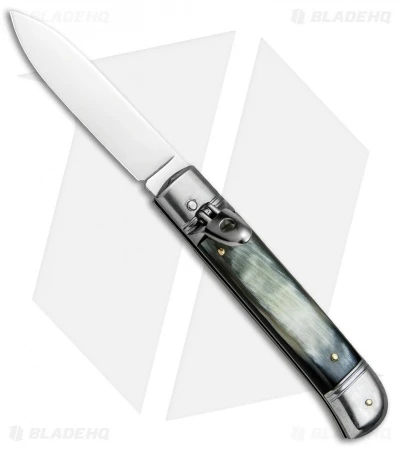 SKM Classic 8" Lever Lock Automatic Italian Knife Brazilian Horn (3.2" Polish) 1 SKM Classic 8" Lever Lock Automatic Italian Knife Brazilian Horn (3.2" Polish)