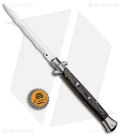 Frank B 11" Italian Stiletto Kris Automatic Knife Dark Horn (5" Polish) -Knife Promotion Shop Frank B 11in Italian Stiletto Dark Horn Auto Kriss Polish GX 33134 jr bottlecap