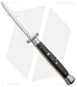 Frank B 11" Italian Stiletto Swinguard Automatic Ebony (5" Satin Bayonet)