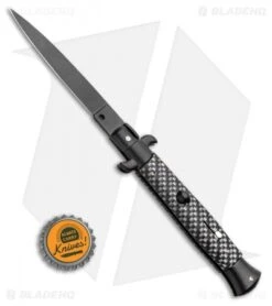 Frank B 9" Italian Stiletto Automatic Knife Sim Carbon Fiber (4" Black) -Knife Promotion Shop Frank B 9 Italian Stiletto Automatic Knife Sim Carbon Fiber Black BHQ 99428 kp bottle cap jr