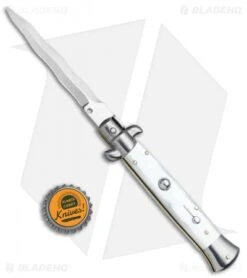 Frank B 9" Italian Stiletto Kris Knife Pearlex (4" Satin) -Knife Promotion Shop Frank B 9in Pearlex Stiletto Kriss Satin BP 6580 jr bottlecap