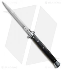 SKM 13" Italian Stiletto Bayonet Automatic Knife Dark Horn (6" Satin)