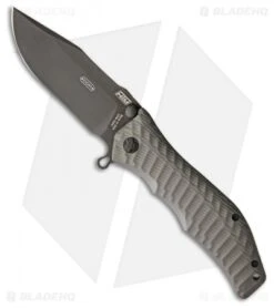 HTM Darrel Ralph Large Gun Hammer Bowie Spring Assisted Knife Gray (3.8" Black)