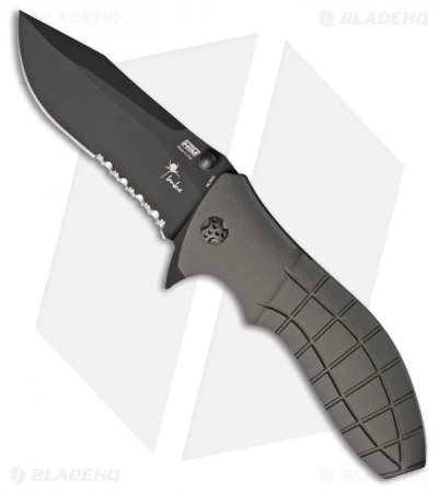 HTM Kirby Lambert Snap Clip Point Spring Assisted Knife Gray (3.5" Black Serr) 1 HTM Kirby Lambert Snap Clip Point Spring Assisted Knife Gray (3.5" Black Serr)
