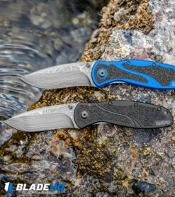 Kershaw Blur Assisted Opening Knife Black Aluminum (3.375" Damascus) 1670BLKDAM -Knife Promotion Shop Kershaw Blur Assisted Opening Knife Blue Aluminum Damascus 1670NBDAM BHQ 107880 kp water web