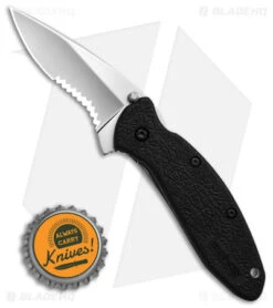 Kershaw Scallion Assisted Opening Knife Black GFN (2.25" Bead Blast Serr) 1620ST -Knife Promotion Shop Kershaw Scallion Assisted Opening Knife Black GFN 2in Bead Blast Serr BHQ 6782 td size