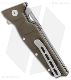 Maserin Artiglio Tanto Knife Steel/Green G10 (3.75" Stonewash) 420G10V -Knife Promotion Shop Maserin Artigilo Tanto Steel Green G 10 SW 420G10V BHQ 98615 jr side