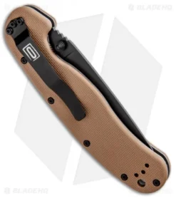 Ontario RAT Model 1A Spring Assisted Knife Tan G-10 (3.625" Black) 8871TN -Knife Promotion Shop Ontario RAT Model 1A SA Tan G 10 Black ON8871TN BHQ 91041 jr side