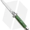 SKM 9" Italian Stiletto Automatic Knife Green Acrylic (4" Satin Flat)