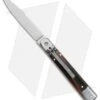 SKM 7.75" Slimline Leverlock Automatic Knife Brazilian Horn (3.2" Satin)