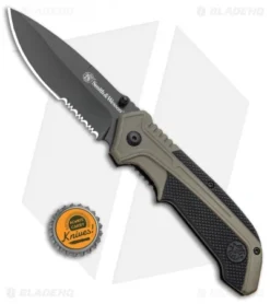 S&W S.A. Thumb Stud Spring Assisted Knife OD Green Aluminum (3.5" Black) -Knife Promotion Shop SW S.A. Thumb Stud Spring Assisted Knife OD Green Aluminum Black BHQ 93636 kp bottle cap