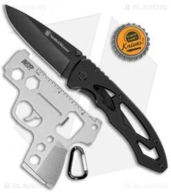 S&W Frame Lock Knife/Multi-Tool Combo Pack Black Steel (3" Black Stainless) 7 S&W Frame Lock Knife/Multi-Tool Combo Pack Black Steel (3" Black Stainless) -Knife Promotion Shop Smith Wesson Knife Tool Combo BHQ 136548 jr bottlecap