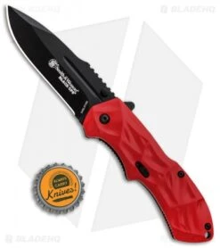 Smith & Wesson Black Ops 3 Red A/O Knife (3.35" Black) SWNKD -Knife Promotion Shop Smith and Wesson Black Ops LL Red Black SWBLOP3RB BHQ 85066 jr bottlecap