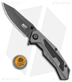 M&P M2.0 U.G. Assisted Knife Gray Aluminum (3" Black) 1100040 -Knife Promotion Shop Smith and Wesson MP M2.0 U.G. Liner Lock Knife Gray Aluminum Black BHQ 93641 kp bottle cap