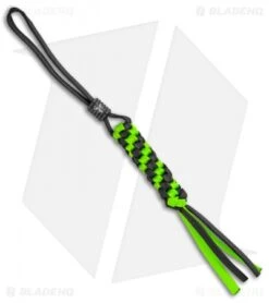 WE Knife Co. Tied Paracord Lanyard W/ Black Titanium Bead (Green/Black)