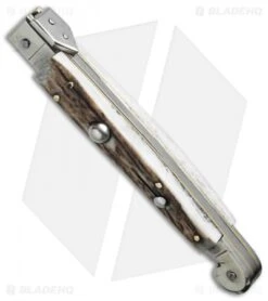 AGA Campolin 9" Sicilian Picklock Automatic Knife Stag Horn (4.1" Satin Bayo) -Knife Promotion Shop aga 9in sicilian stag picklock bottom cm
