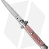 SKM 9" Italian Stiletto Automatic Knife Pink Pearlex (4" Satin Dagger)