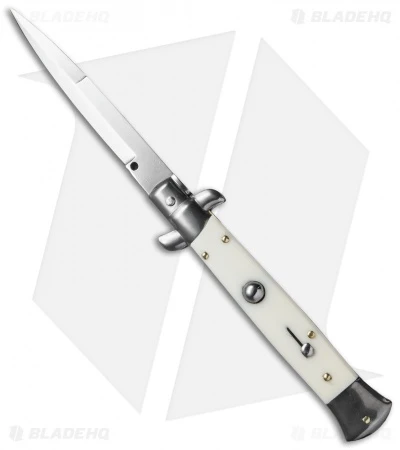 Frank B 9" Italian Stiletto Automatic Knife Sim. Ivory (4" Satin Bayo) 1 Frank B 9" Italian Stiletto Automatic Knife Sim. Ivory (4" Satin Bayo)