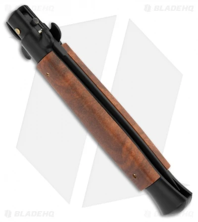 Frank B 9" Italian Stiletto Automatic Knife Sim Briar Wood (4" Black Dagger) 2 Frank B 9" Italian Stiletto Automatic Knife Sim Briar Wood (4" Black Dagger) - Image 2