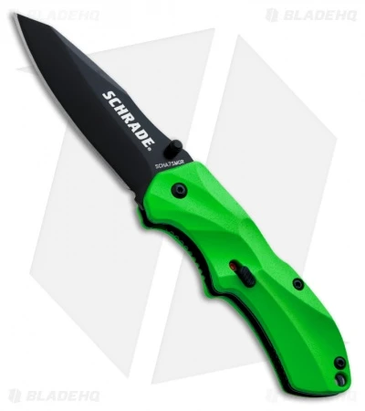 Schrade SCHA7GR Spring Assisted Knife Clip Point Green (3.25" Black) 1 Schrade SCHA7GR Spring Assisted Knife Clip Point Green (3.25" Black)