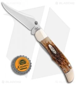 Case Kickstart Mid-Folding Hunter Assisted Knife Jigged Amber Bone (61265AC SS) -Knife Promotion Shop ssisted Opener Amber Bone Peach Seed Jig Mid Hunter Clip BHQ 86045 er bottlecap